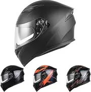 Dual Visor Motorcycle Hat,Full Face Dual Visor Dirt Hat - Hat for Motorcycles, Scooters & Mopeds, Cycling Hat for Adults Men and Women