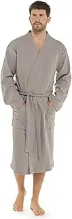 [GM Apparel] Men's Lightweight Bathrobe | Waffle Kimono Dressing Gown Robe | 100% Soft Cotton Towelling Bathrobe for Men