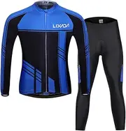 [HUIOP] Men's Cycling Clothing Set, Men's Cycling Clothing Set Autumn Winter Long Sleeve Windproof Cycling Jersey Coat Jacket w, Blue, X-Large