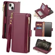 Antsturdy Compatible with iPhone 13 Wallet Case【RFID Blocking】 PU Wine Red