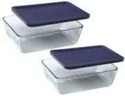 ❤️ New PYREX Simply Store 6 CUP or 11 CUP RECTANGULAR Glass Storage Dish & BLUE