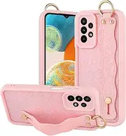 [OOK] Compatible with Samsung Galaxy A23 5G Leopard Case with Wrist Strap, Pink Leopard TPU Shockproof Protection Slim Cover with Camera Protection for Women Girls, for 6.6inch