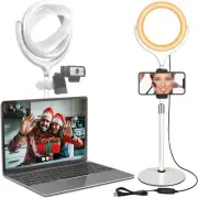 Computer Ring Light with Stand for Desk - 8'' Desktop Circle Light Ring for V...