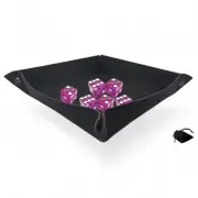 (6) Peppermill Reno Casino Dice Large Purple Italic w/Pouch + Rolling Tray