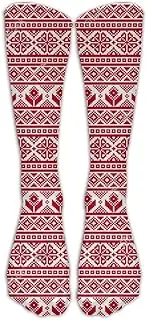 [XMKWI] Merry Christmas White and Red Ornament Unisex Fashion Athletic Crew Sock Stocking Workout Compression Socks