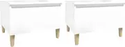 vidaXL Scandinavian Style Side Tables, Set of 2, High Gloss White, Engineered Wood with Storage Drawer, 50x46x35 cm