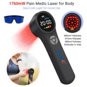 Black 1760mW Red Infrared Light Therapy for Knee Pain Relief Cold Laser Device