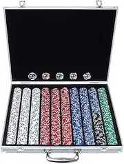 Trademark 1000 11.5g Jackpot Casino Clay Poker Chips with Aluminum Case Poker Chip Set, Silver