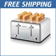 4-Slice Extra Wide Slot Toaster with Dual Control & 6 Toast Settings - Silver