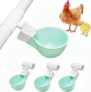 4PC Chicken Water Cups with PVC Tee Fittings for 1/2" Pipe, Automatic Chicken Watering System, Anti-Leak, Holds 50% More Water, Suitable for Chicks, Chicken, Duck, Quail, Birds, Turkey