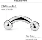 4G Gauges INTERNALLY THREADED CURVED BARBELL STEEL PRINCE ALBERT MALE PIERCING