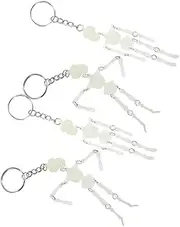 4pcs Skull Accessories Key Rings Keychain Skull Key Chains Skeletons Charm Scary Charms Skull Pendant Halloween Chain Halloween Ring Glowing Skull Keyring for Bag White Metal Totority