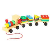 Train Truck Wooden Geometric Blocks Toys Kids Developmental Baby Educational Track Toys