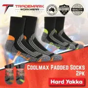 Hard Yakka Mens Coolmax Padded Quarter Work Socks 2PK (Y20017) 7-12 RRP29.95