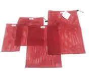 CARLOTTA REUSABLE PRODUCE MESH BAGS -SET OF 4 -RED -HANDMADE