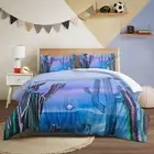 Cactus Duvet Cover Twin Size,Night Cactus Forest Bedding Set,Blue-Purple Dreamy