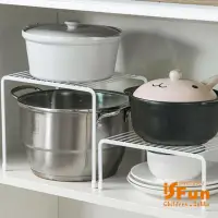 在飛比找momo購物網優惠-【iSFun】廚房收納＊鐵製碗盤水槽櫥下置物架大號白