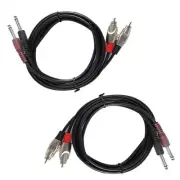 Pair 6.3mm Mono Cable to 3.5mm 2 RCA Audio Cable Auxiliary Stereo Y Splitte 6ft