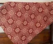 New Primitive LOVERS KNOT RED TABLE SQUARE Coverlet Tablecloth Topper 34"