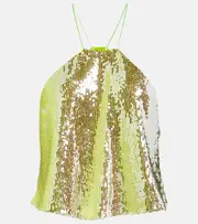 [Dorothee Schumacher] Dorothee Schumacher Glittering Nights sequined halterneck top AU 8 green