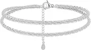 [ZesNxj] Anklet for Women, Anklet for Women, Elegant and Sparkling Personality Anklets for Women, 925 Silver, Currents Anklet Silver for Family, Friends and Relatives, 1, Acrylic, Agate