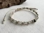 Fancy 10mm Wide Wood Bead Boho Hippie Natural Hemp Anklet Unisex Adjustable