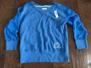 Gilly Hicks Hollister Blue Sweatshirt Sheer 3/4 Sleeve Athletic Shirt NWT Small