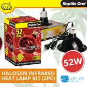 Reptile One Halogen Infrared Heat Lamp Kit w/ Ceramic Dome Reflector 52W (2pc)