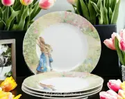 Set of 4 Peter Rabbit World of Beatrix Potter Spring Garden Meadow Salad Plates