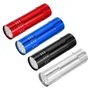 9 LED Mini Flashlights, 4 Pcs Aluminum Flashlight Torch Super Bright, Multicolor