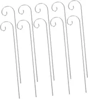 Yardwe 10pcs Silver Iron Outdoor Bird Feeder Hook Heavy Duty Shepherd Hooks Bird Feeder Stake Lantern Hook