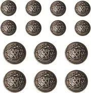 YaHoGa 14 PCS Antique Metal Buttons with Shank for Blazers, Suits, Jackets Antique Brass