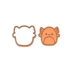 Squishmallows Axolotl cookie cutter and stamp debosser baking two tone