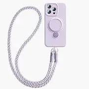 Magnetic Cover for iPhone 16 Pro Max/16 Pro/16 Plus/16, Crossbody Neck Genuine Liquid Silicone Slim Cover with Rotating Ring Anti -Fall Case