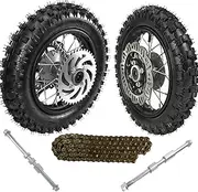 YC Yier 10" Wheel Front 2.50-10 + Rear 3.00-10 Tire and Rim Disc Brake & Chain Sprocket & 12mm Axle Bolts for Motocross Off road Pit Dirt Bike Taotao SSR CRF50 XR50 Apollo 70cc 110cc
