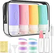 3oz TSA Approved Travel Bottles for Toiletries - Leak Proof Silicone Squeezable Containers for Gym, Business or Personal Essentials (BPA Free)