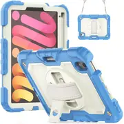 MCC Shockproof iPad mini 6 2021 Strap Rugged Colourful Tough Case Cover Apple mini6 [Blue+Beige]