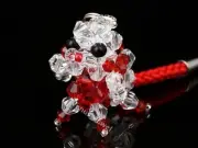 Red Poodle Puppy Cell Phone Key Fob Purse Charm Made with Swarovski Crytals VCC3