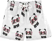 [RPLIFE] Boys Short Swim Trunks, Anti-Chafe Swim Trunks Boys 2 T, Cute Cartoon Pandas White
