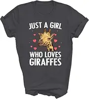 [SDVN] Funny Giraffe Girls Safari Just A Girl Who Lovers Giraffes Gift Unisex Shirt Women Men T-Shirt (Dark Heather;2XL)