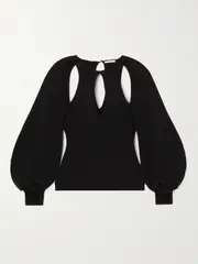 [Chloé] Chloé - Cutout Wool-blend Blouse - Black - small small Black