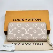 LOUIS VUITTON Giant Monogram Large Zippy Wallet Khaki Beige Empreinte Leather