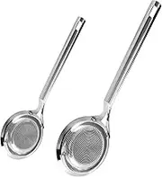 HSHGZSR Fine Mesh Skimmer Spoon Hot Pot Skimmer Fine Mesh Food Strainer 304 Stainless Steel with Long Handle BPA Free Fat Skimmer Spoon Hot Pot Fat Skimmer Spoon for Oil Filter Skimming Foam