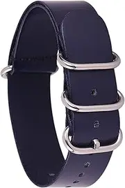 [WUTONGMU] Leather Watchband Strap Men Women Silver Black Ring Buckle Wrist Bracelet Band Accessories 14mm 16 18mm 20mm 22mm 24mm Fit For NATO Fit For ZULU