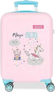 [Enso] Magic Unicorn Cabin Suitcase Pink 33 x 50 x 20 cm Rigid 2 kg Combination Lock Side ABS 2 kg 33L Hand Luggage, Pink, One Size, Cabin Suitcase