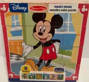 Disney Melissa & Doug Mickey Mouse Wooden Cube Puzzle New