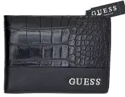 GUESS WALLET Men Black Logo PU Leather Bi-Fold AUTHENTIC Brand New with tags