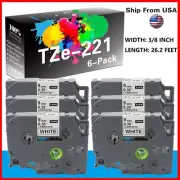 (6-Pack) TZe-221 Label Tape TZ221 TZe221 for PT-D400 P-Touch Label Makers