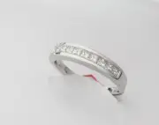 0.40CT 10 Stone Channel Set Princess Cut Diamond Band 18K White Gold