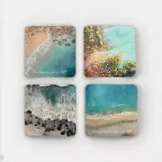 Cork Back Coaster Set (4) North Carolina Beach Ocean Marsh Coast Coastal Dunes